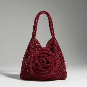 BURGUNDY MESH HANDBAG